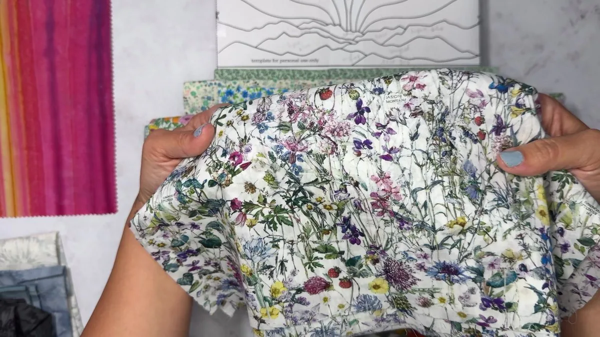 Planning fabric choices for the sky, mountains and meadow sections